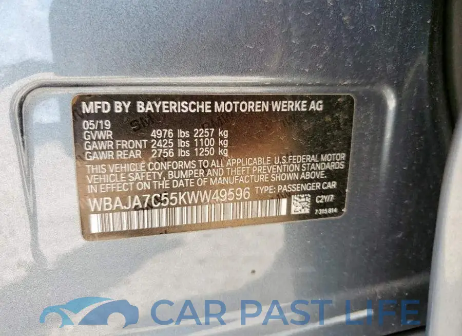 WBAJA7C55KWW49596# 12