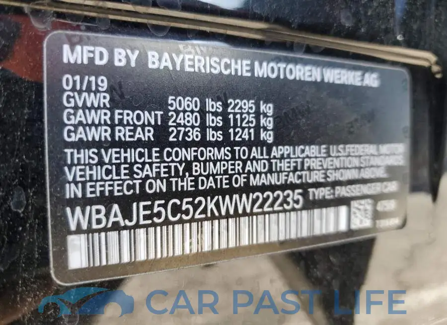 WBAJE5C52KWW22235# 12