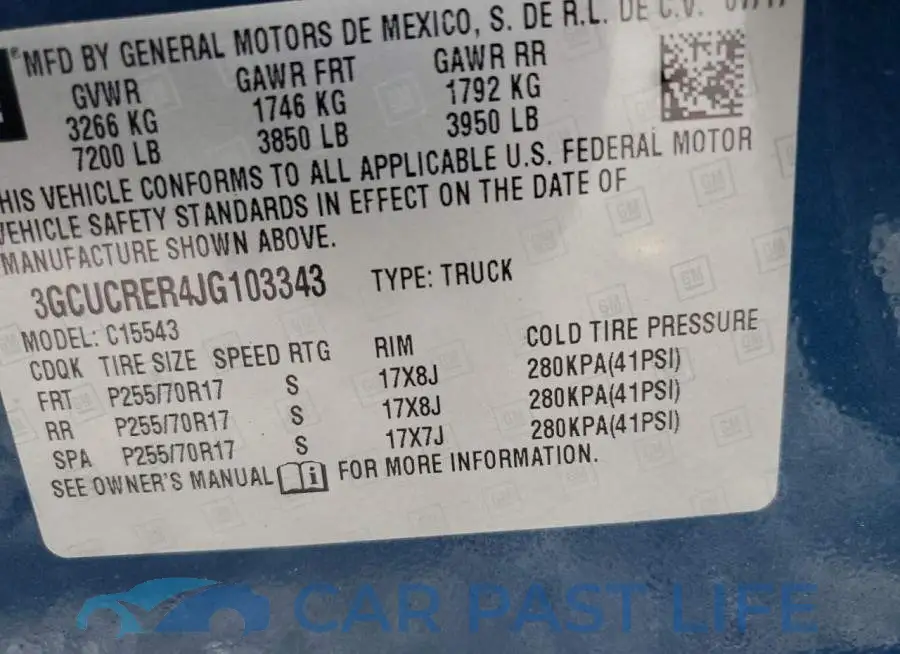 3GCUCRER4JG103343# 12