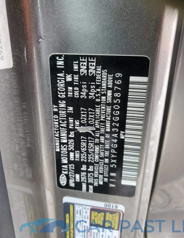 5XYPG4A32GG058769# 13