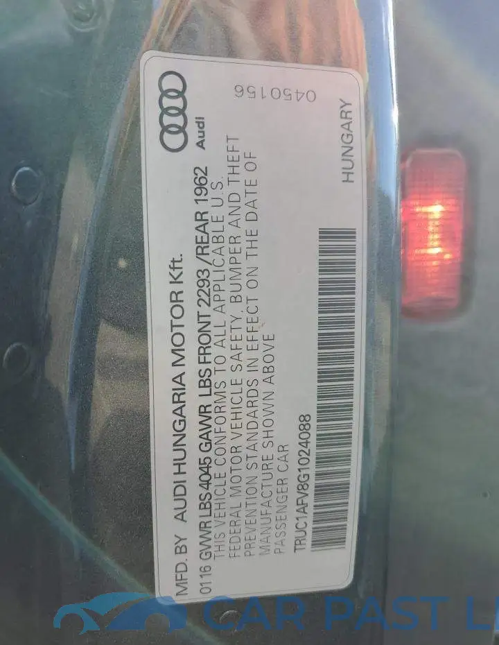 TRUC1AFV8G1024088# 12