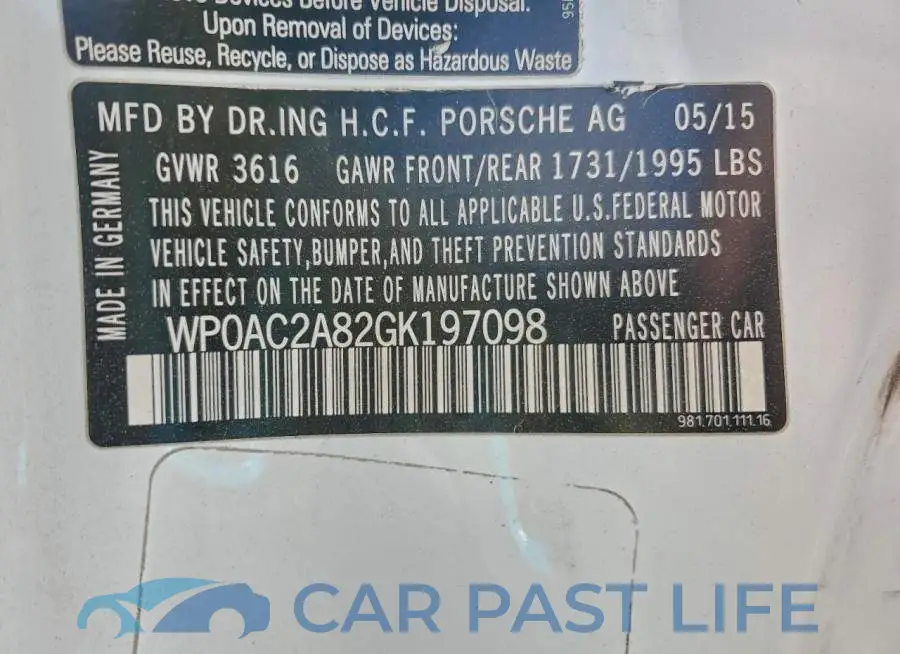 WP0AC2A82GK197098# 13