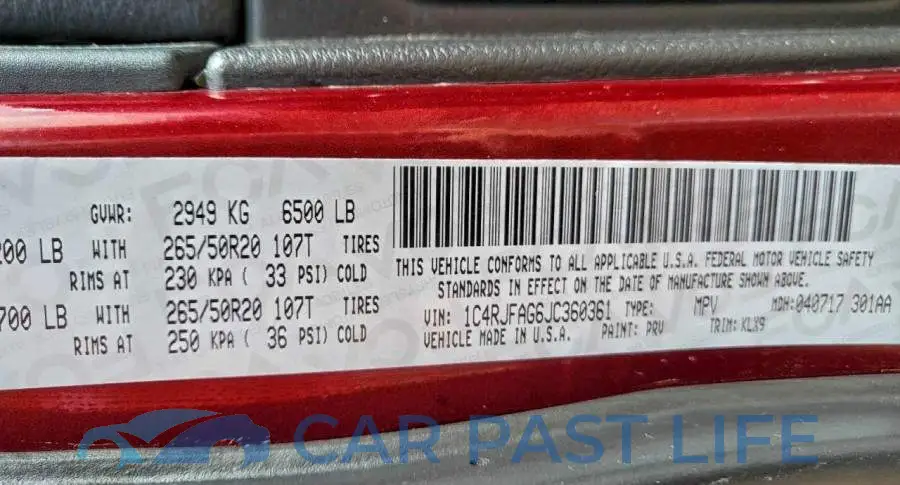 1C4RJFAG6JC360361# 10
