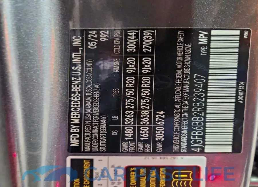 4JGFB6BB2RB239407# 14