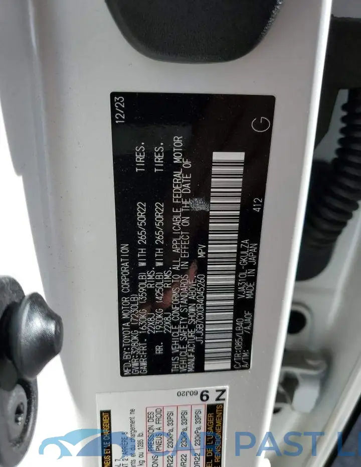 JTJGB7CX0R4045260# 13