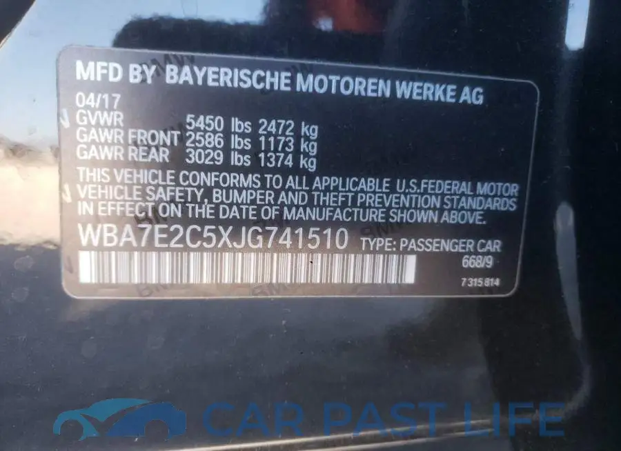 WBA7E2C5XJG741510# 12