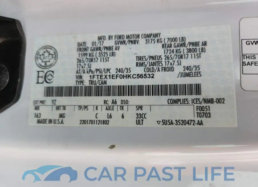 1FTEX1EF0HKC56532# 12