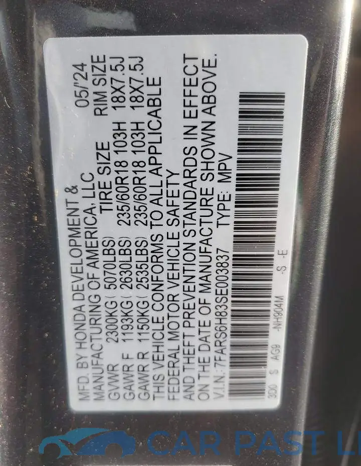 7FARS6H83SE003837# 12