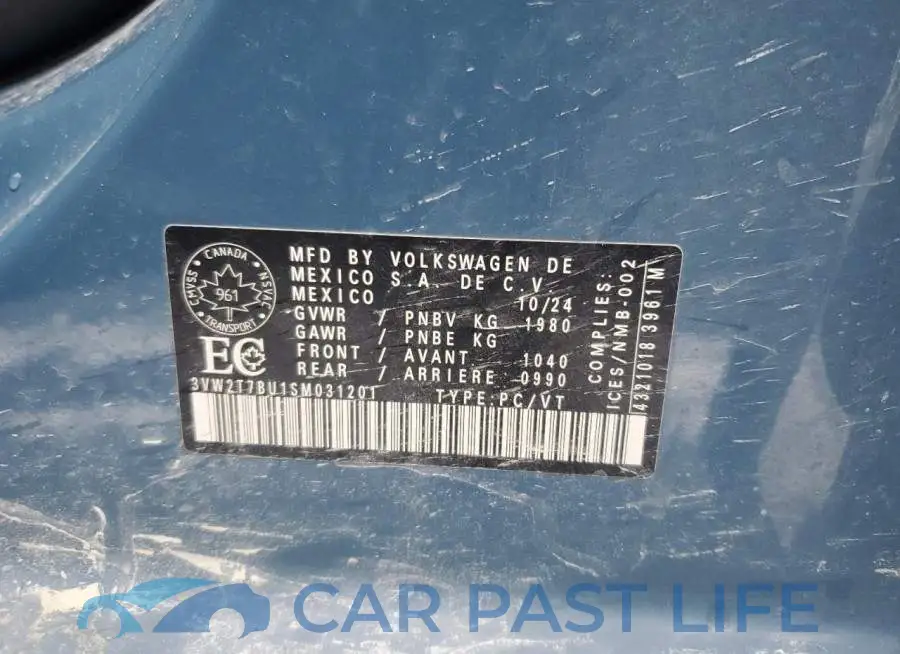 3VW2T7BU1SM031201# 13