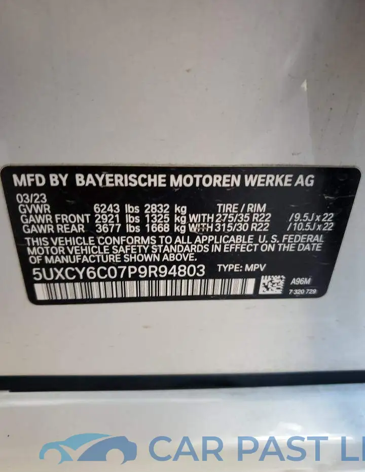 5UXCY6C07P9R94803# 13
