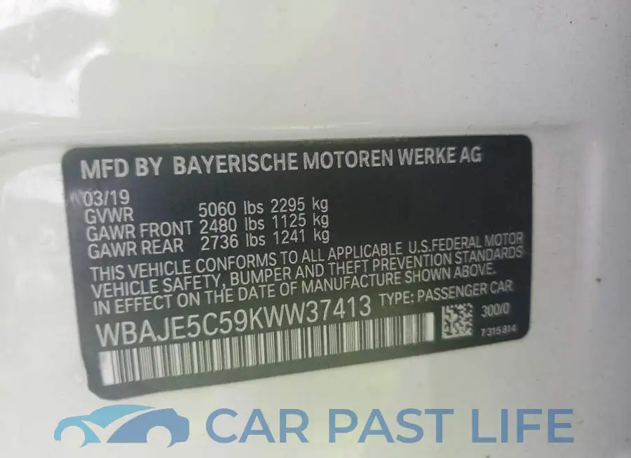 WBAJE5C59KWW37413# 12