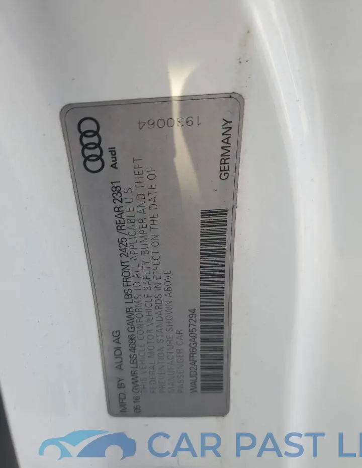 WAUD2AFR6GA057294# 12