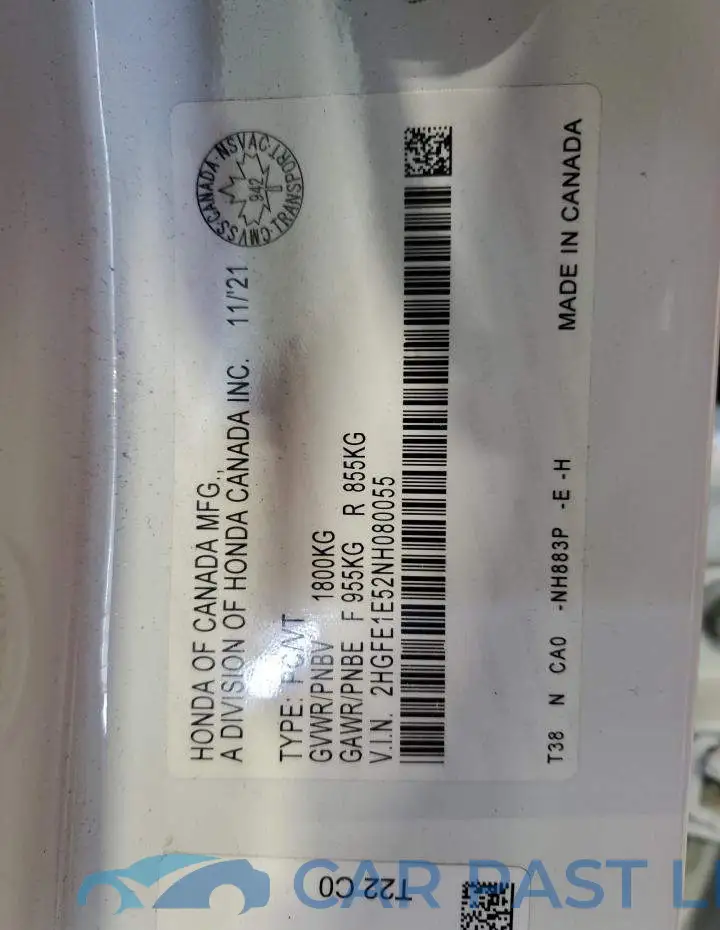 2HGFE1E52NH080055# 13