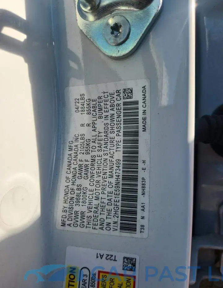 2HGFE1E59NH473499# 13
