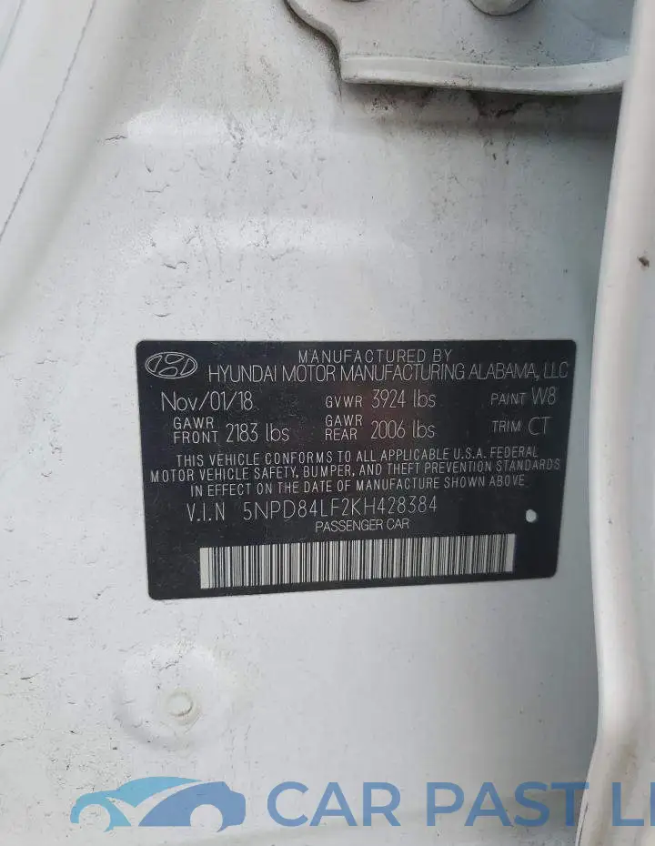 5NPD84LF2KH428384# 12