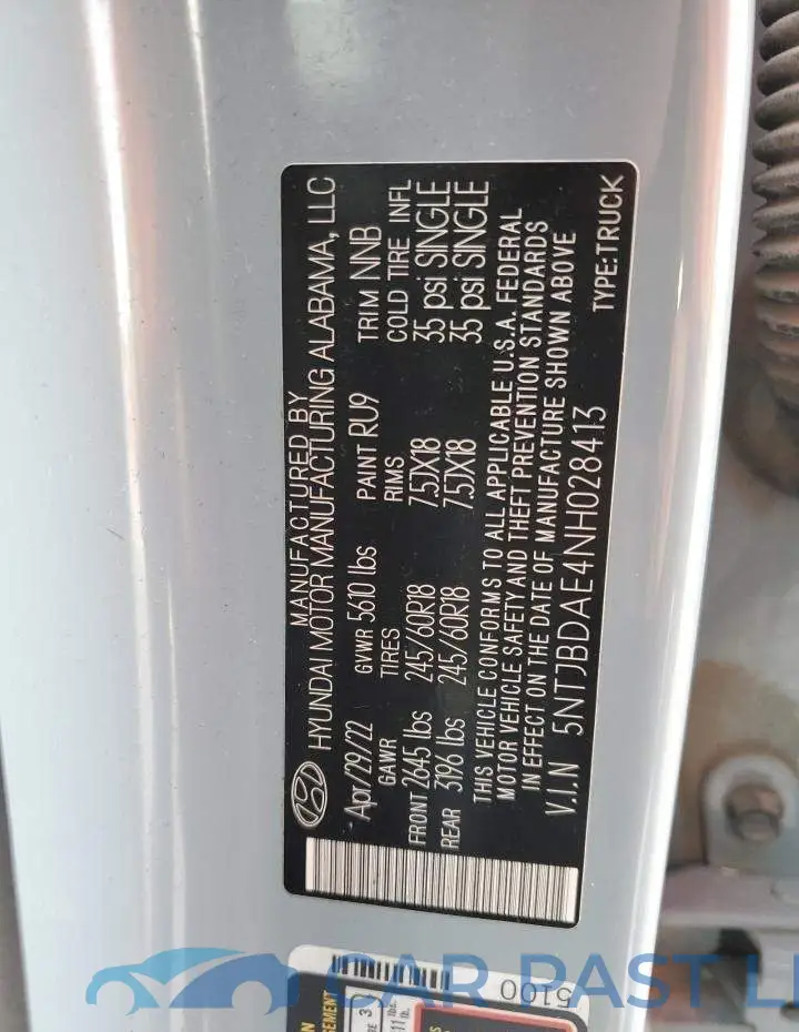 5NTJBDAE4NH028413# 12