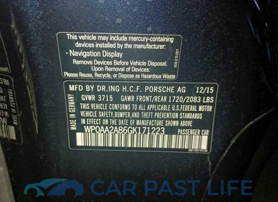 WP0AA2A86GK171223# 10
