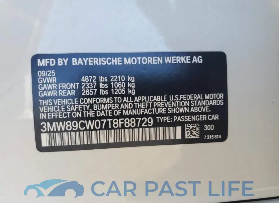 3MW89CW07T8F88729# 12
