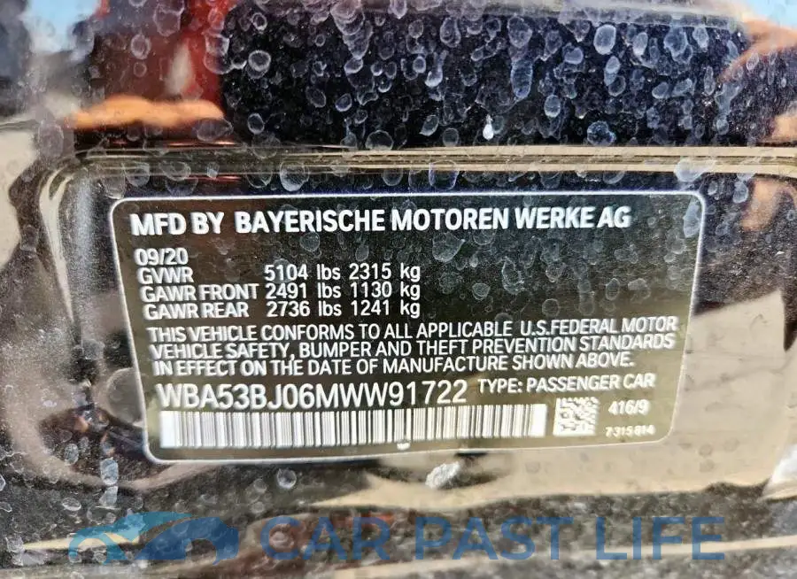 WBA53BJ06MWW91722# 12