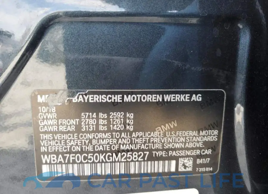 WBA7F0C50KGM25827# 12