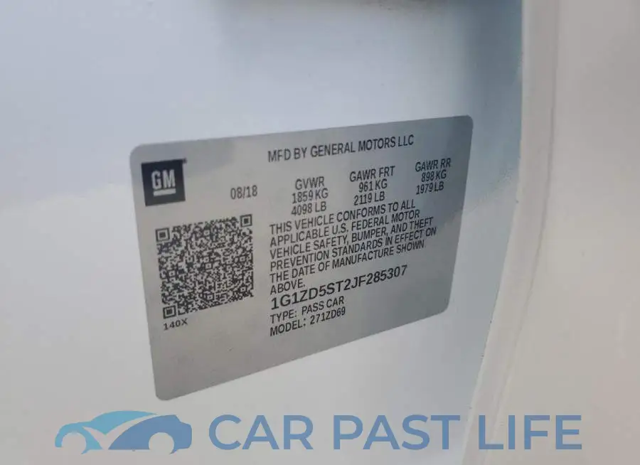 1G1ZD5ST2JF285307# 12