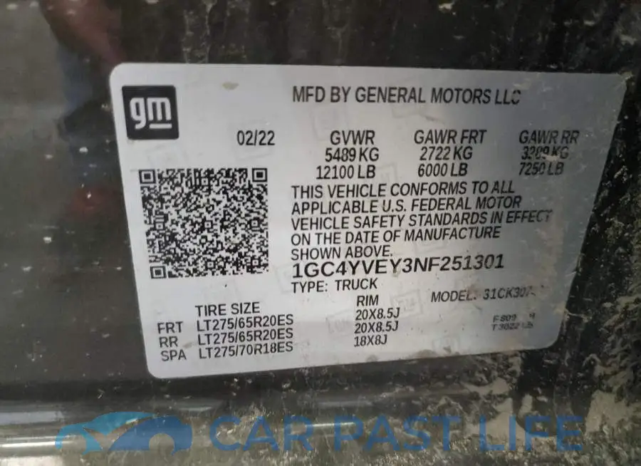 1GC4YVEY3NF251301# 12
