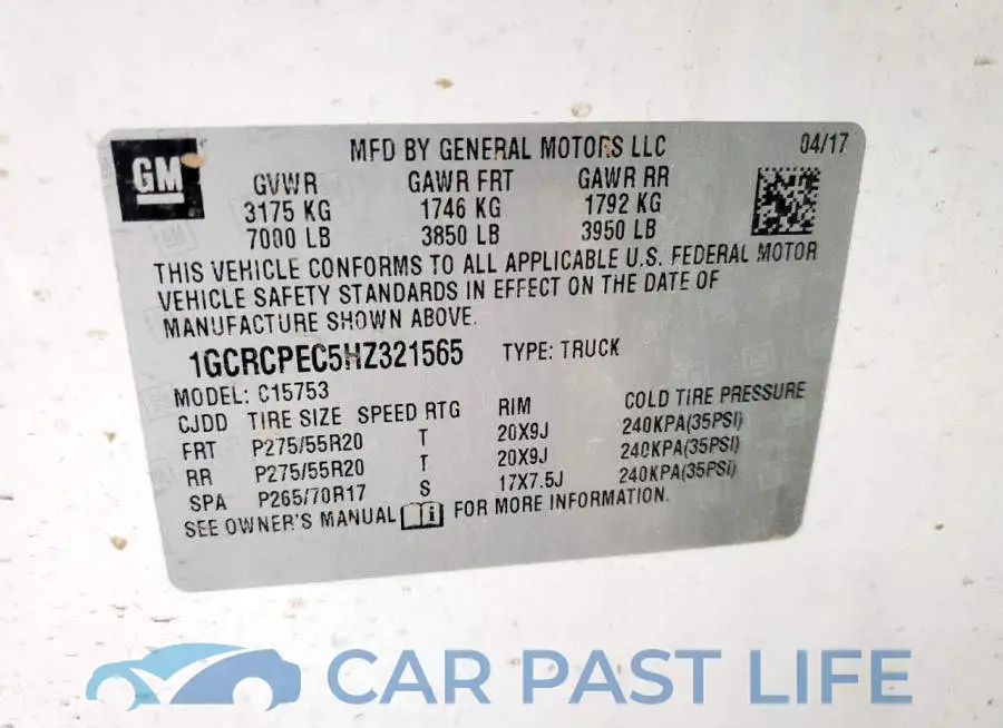 1GCRCPEC5HZ321565# 12