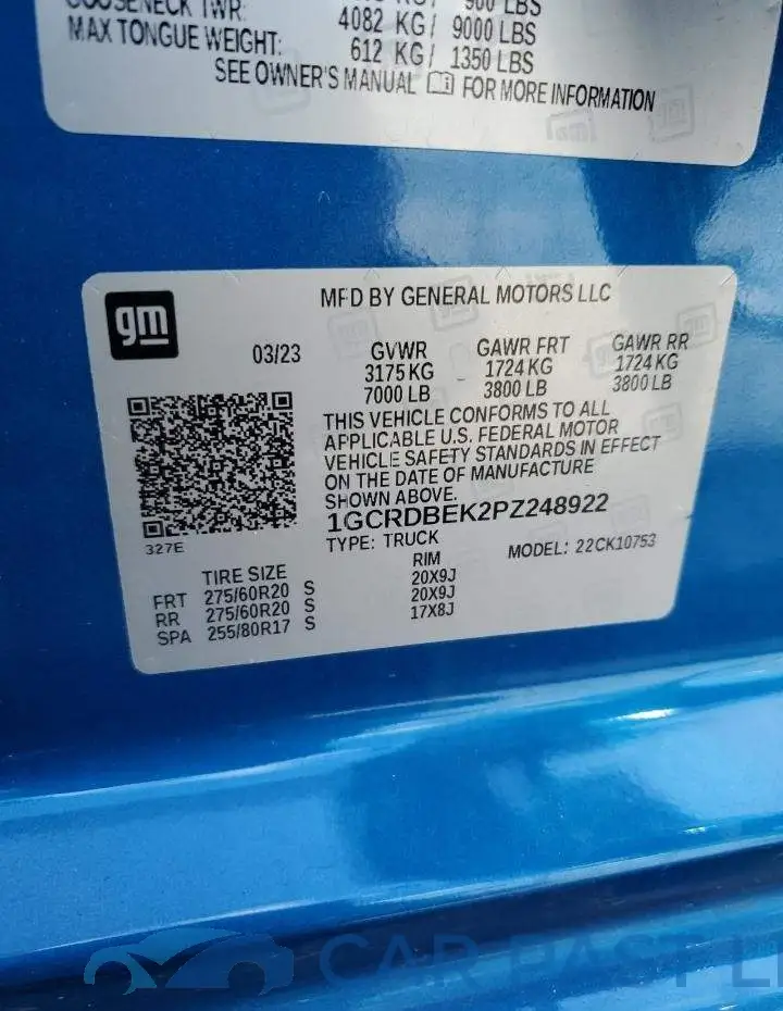 1GCRDBEK2PZ248922# 13