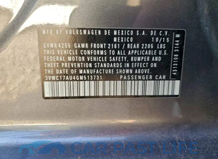 3VWC17AU4GM513731# 12