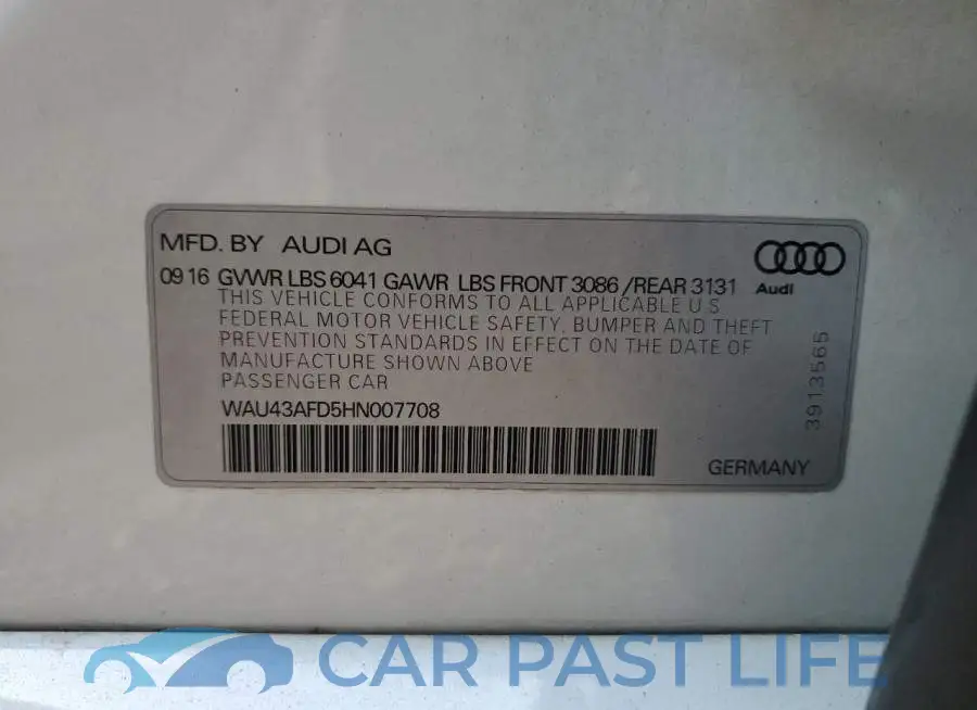 WAU43AFD5HN007708# 12