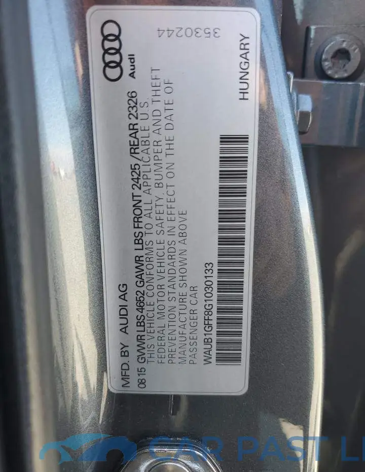 WAUB1GFF8G1030133# 12
