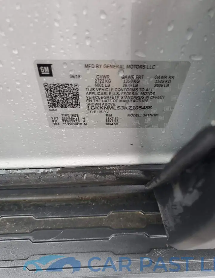 1GKKNMLS3KZ105486# 13