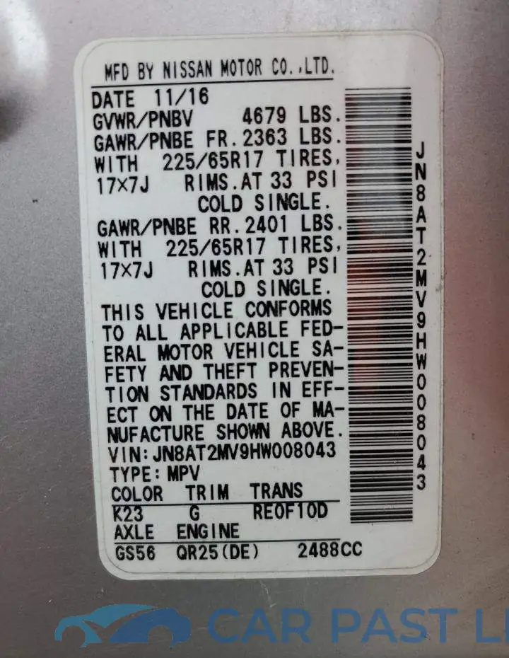 JN8AT2MV9HW008043# 13