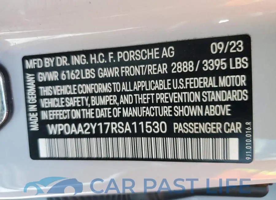 WP0AA2Y17RSA11530# 12
