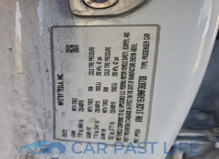 5YJ3E1EA9NF368708# 12