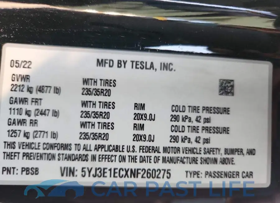 5YJ3E1ECXNF260275# 13