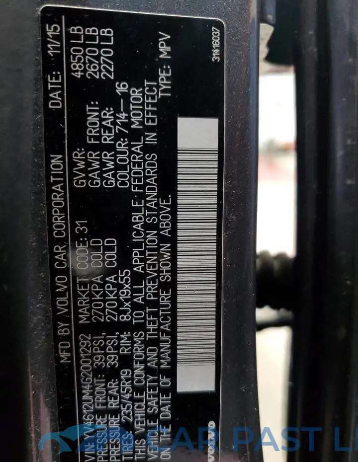 YV4612UM4G2001292# 13