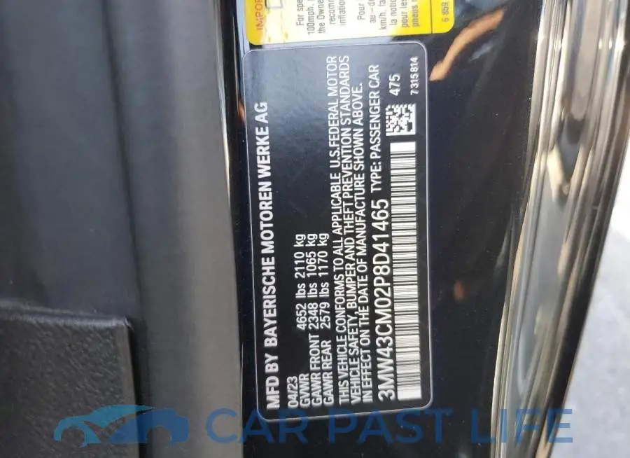 3MW43CM02P8D41465# 12