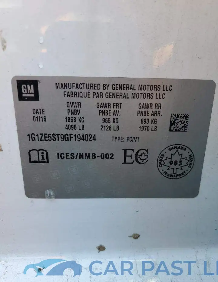 1G1ZE5ST9GF194024# 12