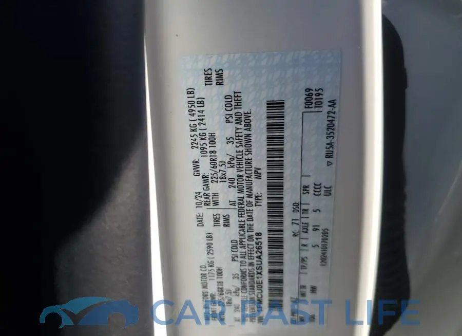 1FMCU0E1XSUA26518# 13