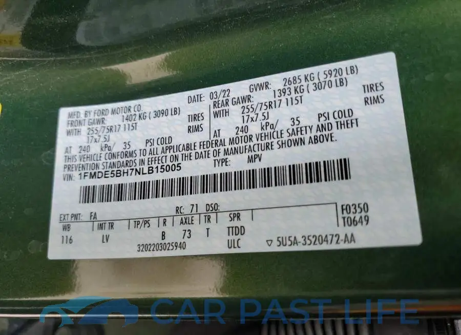 1FMDE5BH7NLB15005# 13