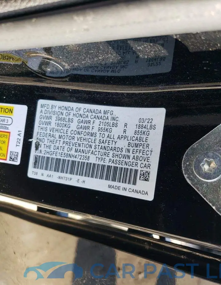2HGFE1E58NH472358# 12