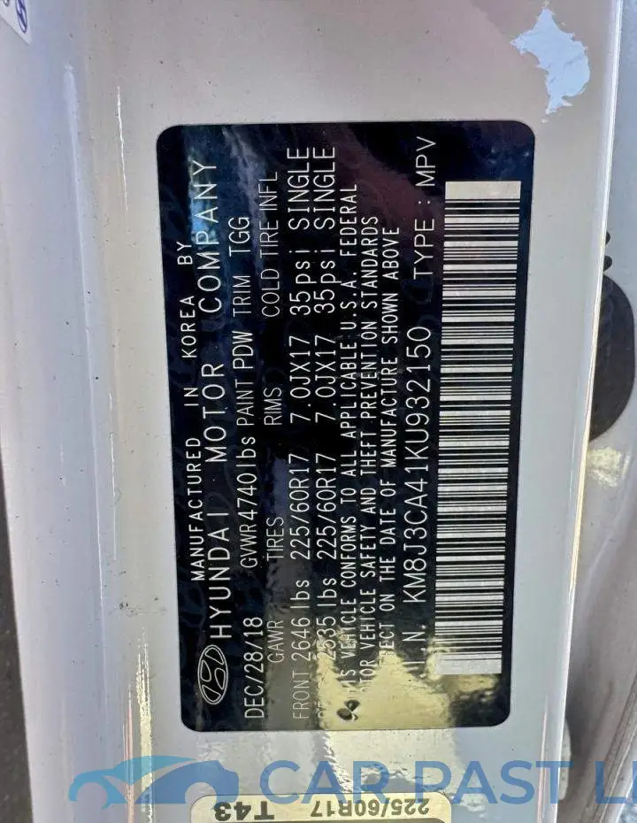 KM8J3CA41KU932150# 10