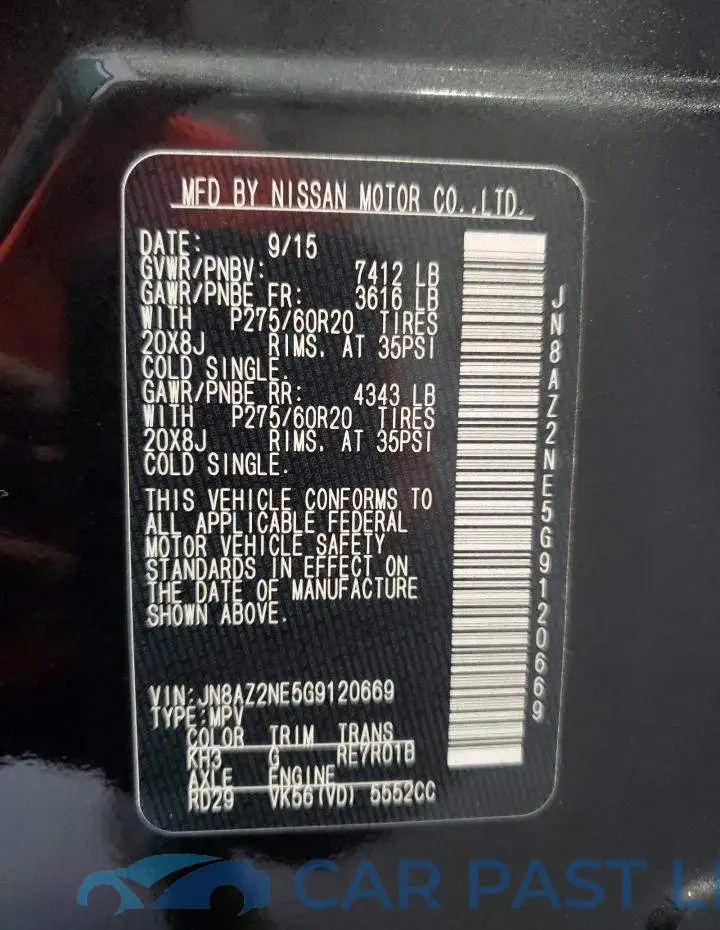 JN8AZ2NE5G9120669# 14