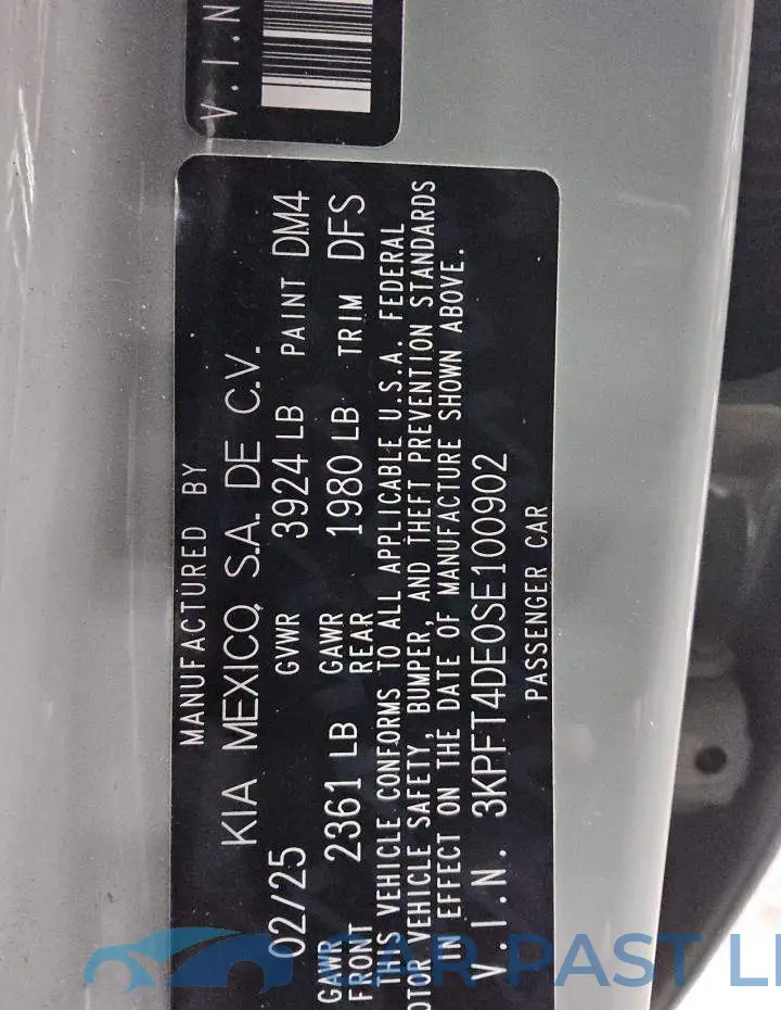 3KPFT4DE0SE100902# 12