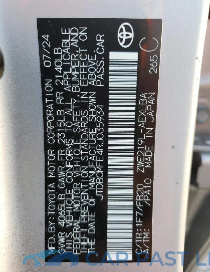 JTDBCMFE4RJ035934# 13