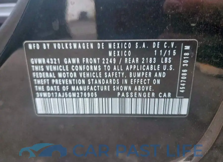 3VWD17AJ5GM276905# 12