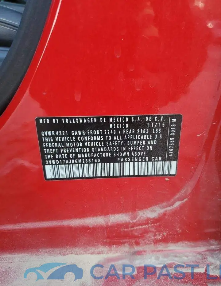 3VWD17AJ8GM288160# 12