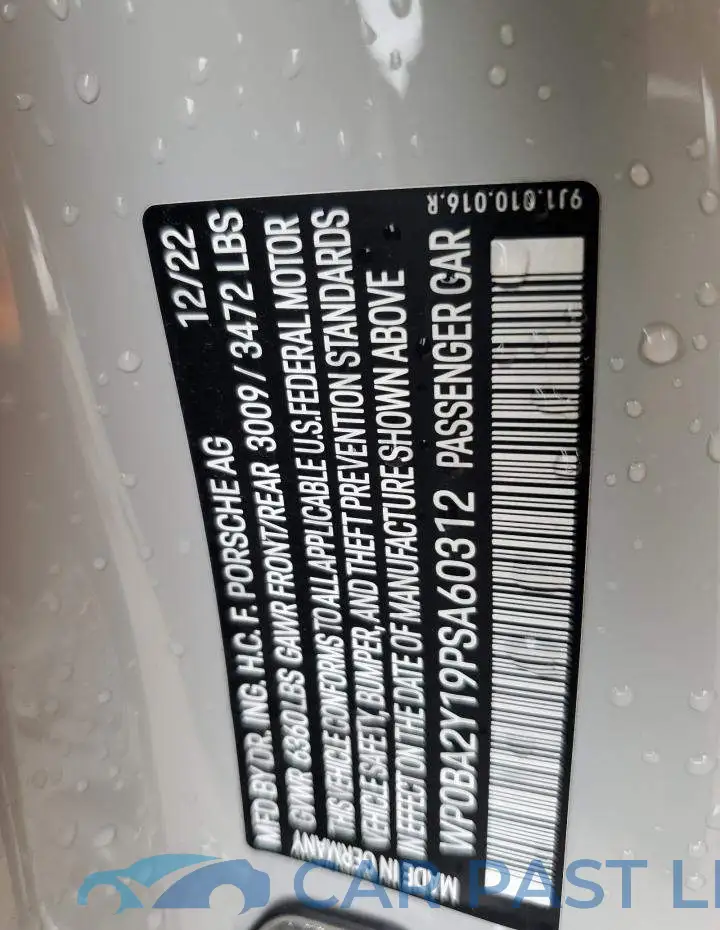 WP0BA2Y19PSA60312# 12