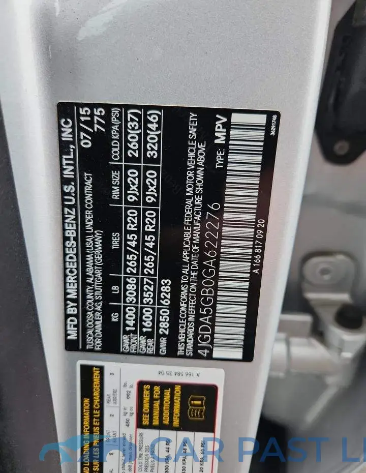 4JGDA5GB0GA622276# 12